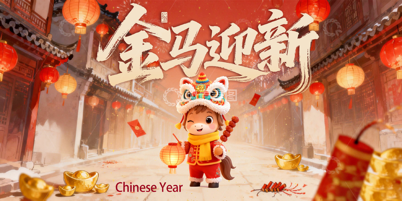 源文件下载【趣麦麦图】-喜庆新年卡通插画海报