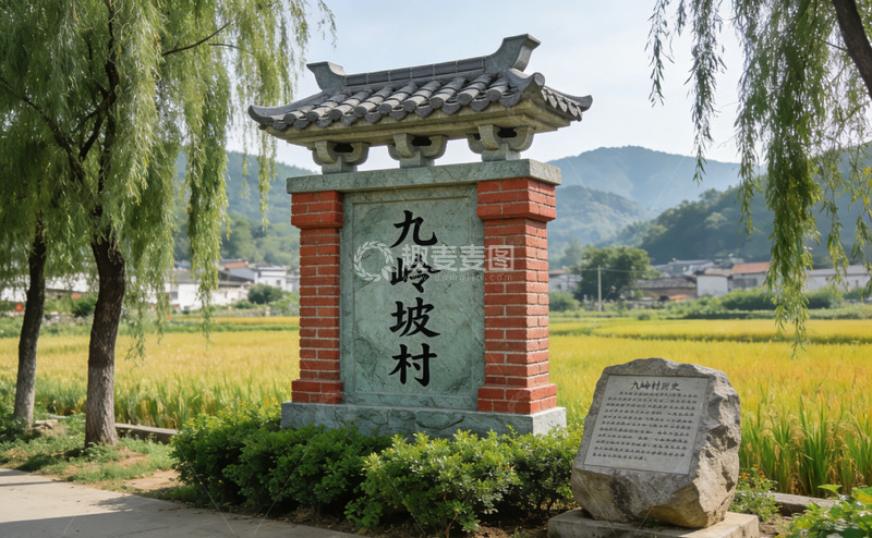 高清大图下载【趣麦麦图】乡村风光石碑美景