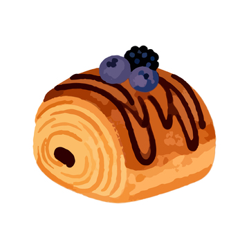 卡通插画风格蓝莓面包卷