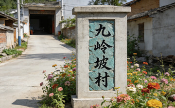 乡村风光石碑标识