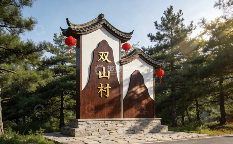 高清大图下载【趣麦麦图】传统中国风双山村牌坊风景