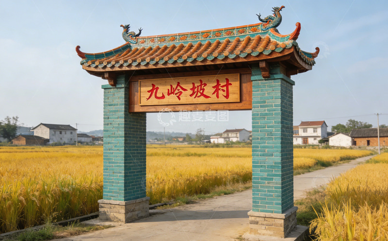 高清大图下载【趣麦麦图】-中国传统乡村牌坊风光摄影