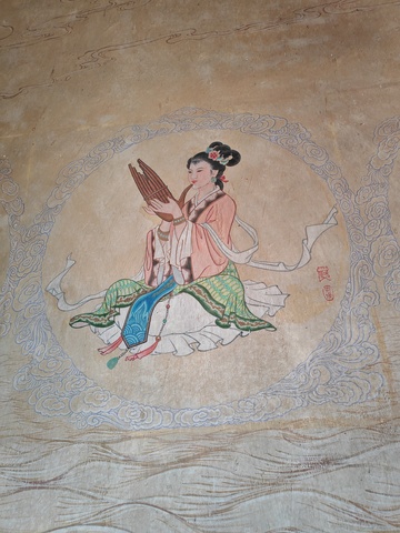 古风仙女骑龙壁画