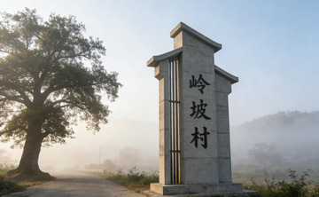 石质路标山村景