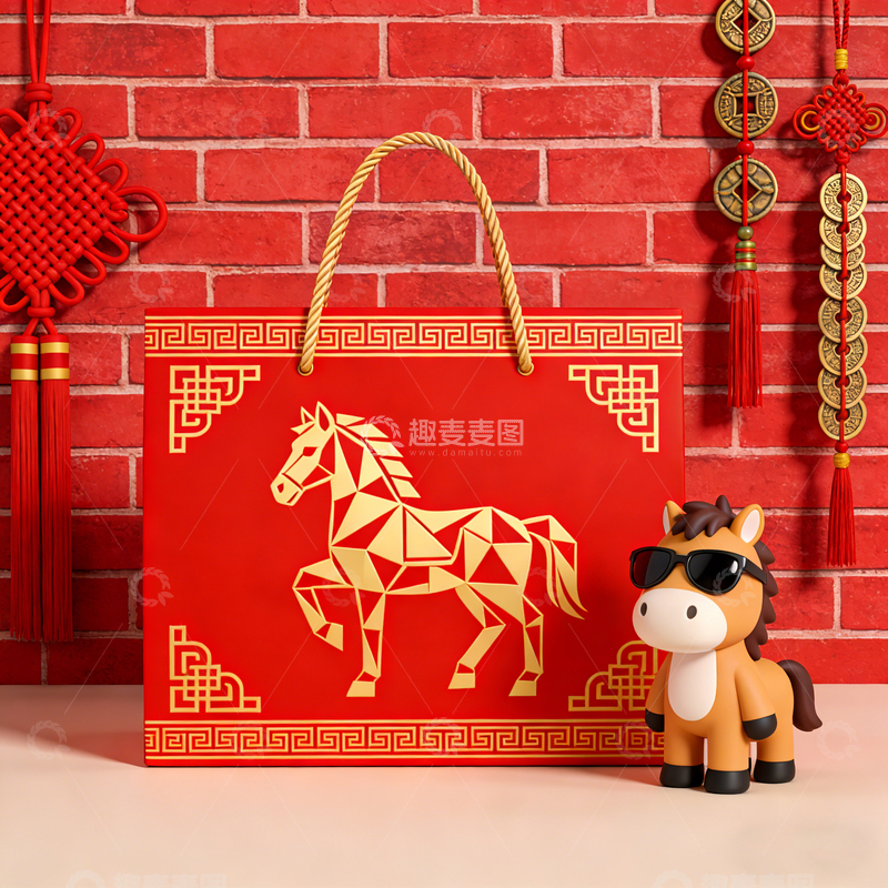 高清大图下载【趣麦麦图】马年手提袋子