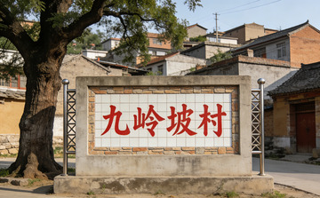 乡村风光九岭坡村石碑