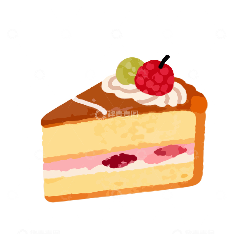 源文件下载【趣麦麦图】卡通风水果蛋糕甜品插画