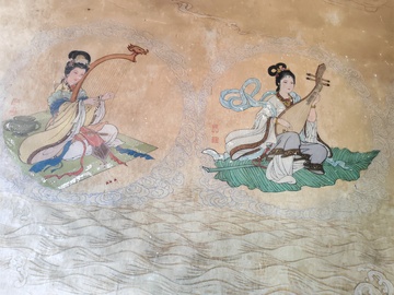 古典风格仙女演奏壁画