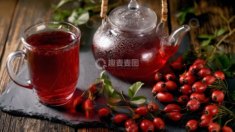 高清大图下载【趣麦麦图】果茶风情玻璃茶具展示