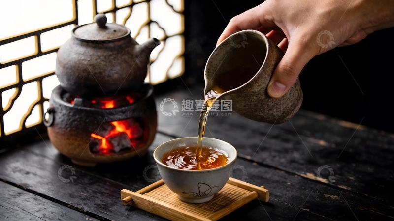 高清大图下载【趣麦麦图】古朴茶具泡茶图