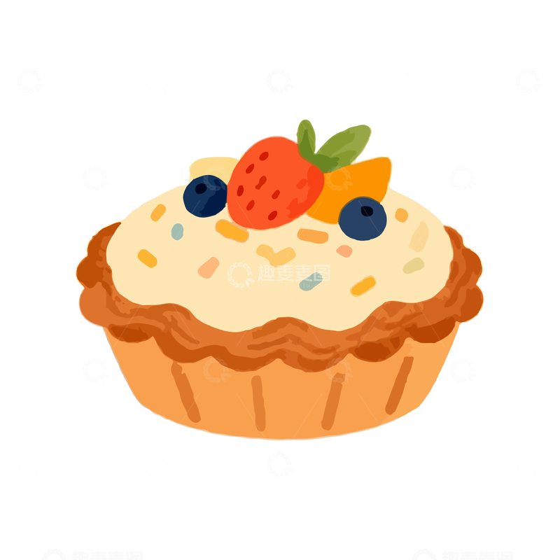 源文件下载【趣麦麦图】卡通风格水果蛋糕矢量插画