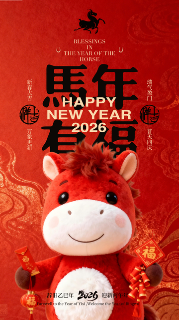 马年新春祝福海报设计素材