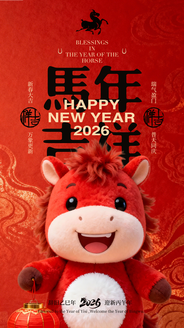 马年新春欢乐祝福海报