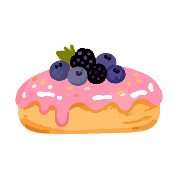 卡通粉色蛋糕水果甜点插画