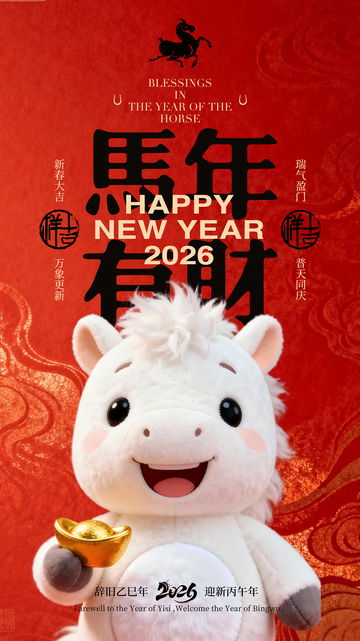 马年新年祝福海报设计素材
