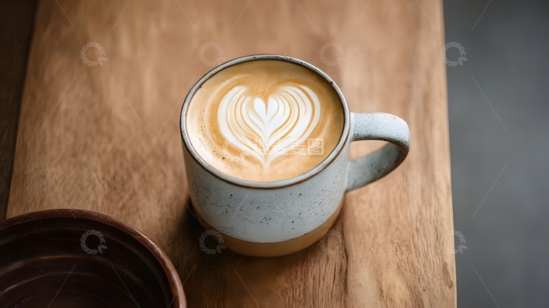 高清大图下载【趣麦麦图】简约风格咖啡拉花陶瓷杯