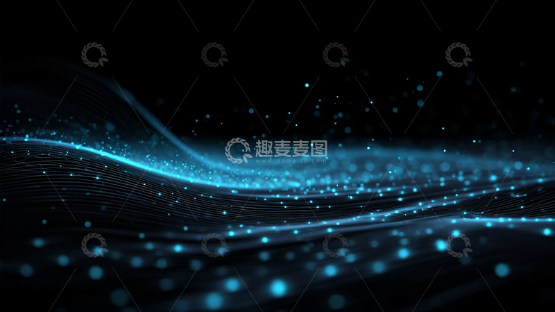 高清大图下载【趣麦麦图】蓝色光波流动艺术