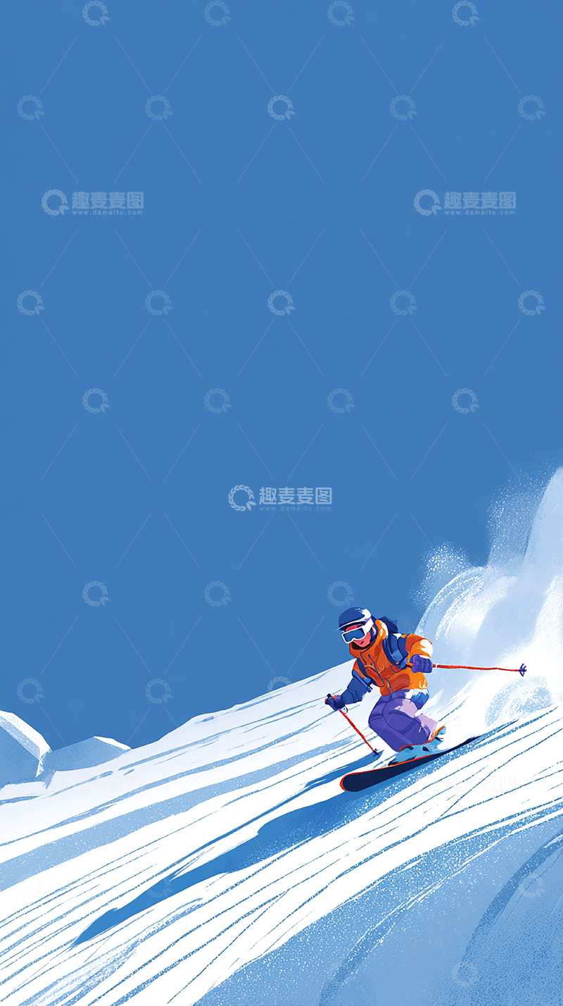 高清大图下载【趣麦麦图】极限滑雪挑战极地