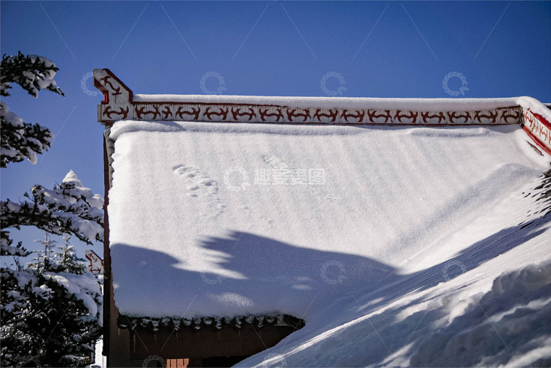 高清大图下载【趣麦麦图】雪覆古檐冬日景