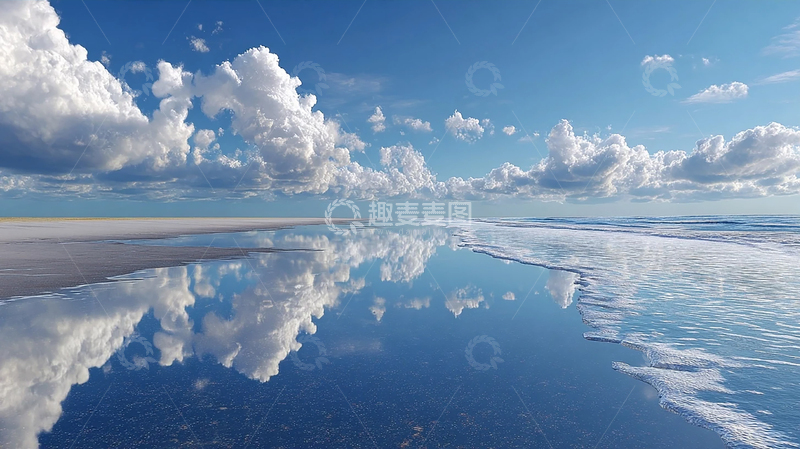 高清大图下载【趣麦麦图】海边云天倒影奇观