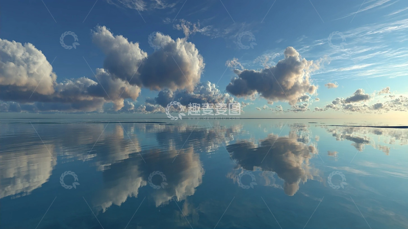高清大图下载【趣麦麦图】海天一色云影倒映