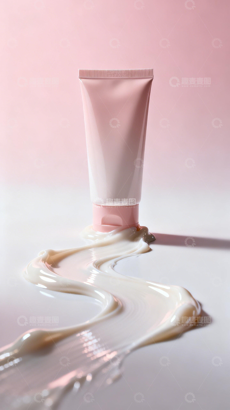 高清大图下载【趣麦麦图】粉色乳霜管化妆品摄影图