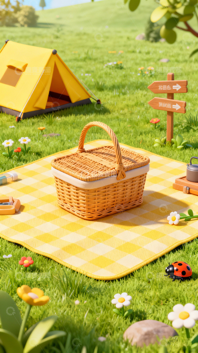 高清大图下载【趣麦麦图】野餐春游风景图