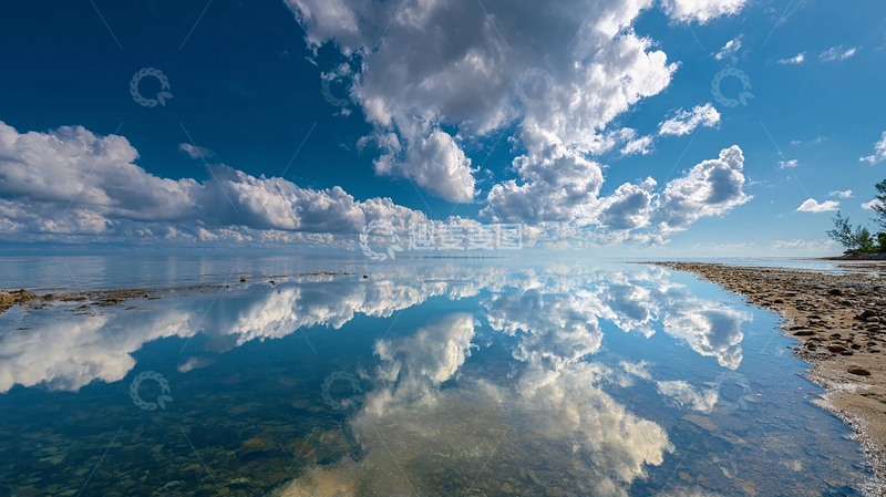 高清大图下载【趣麦麦图】海边倒影云天壮观