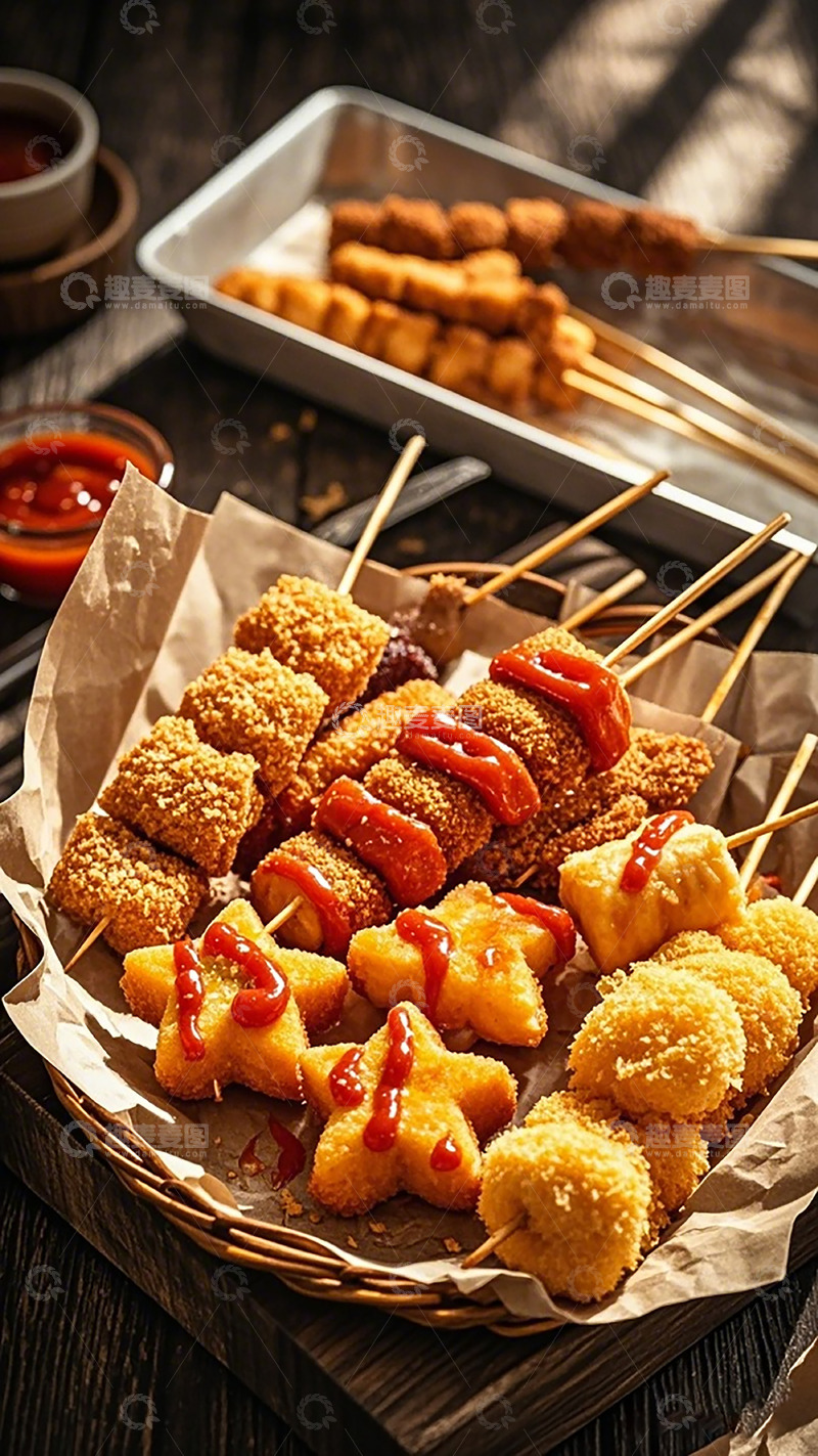 高清大图下载【趣麦麦图】美食小吃炸串拼盘