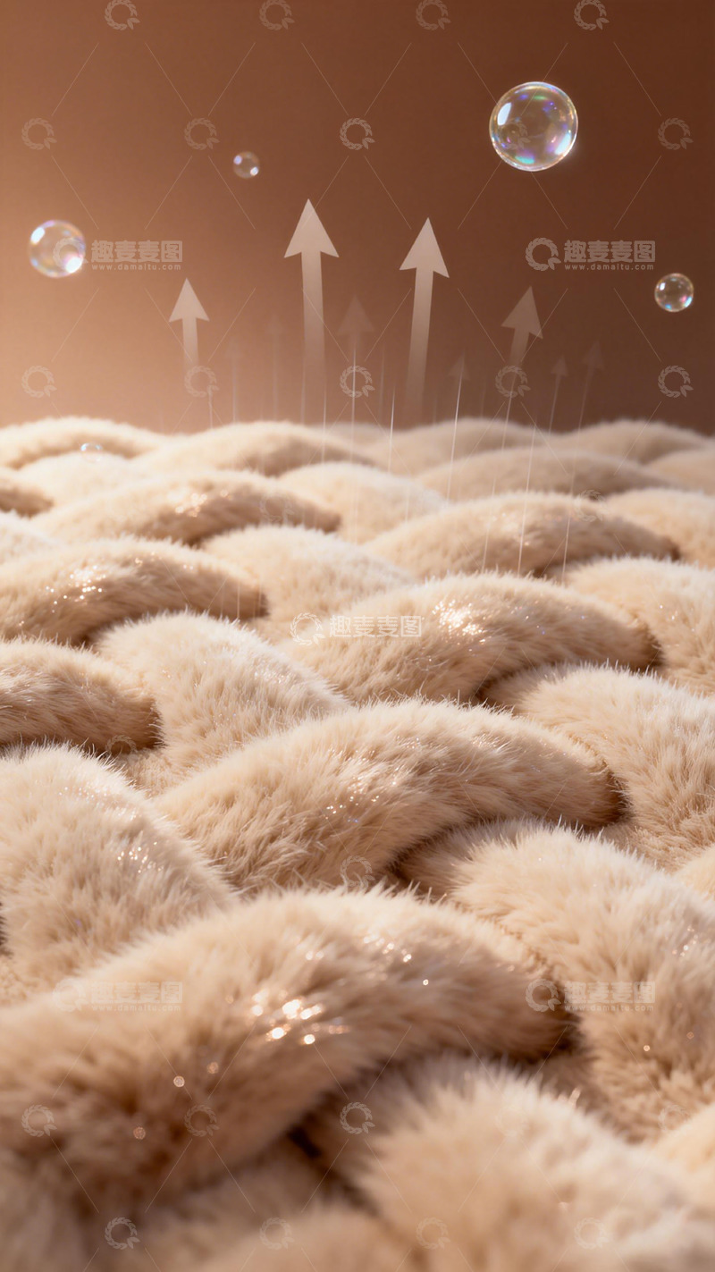 高清大图下载【趣麦麦图】梦幻绒毛上升气泡创意背景