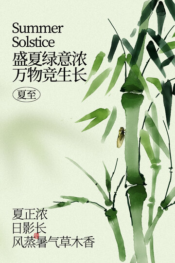 盛夏绿竹韵悠悠沁心香夏至海报