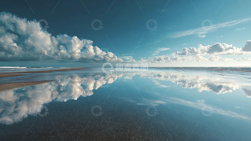 高清大图下载【趣麦麦图】海边倒影云天壮丽