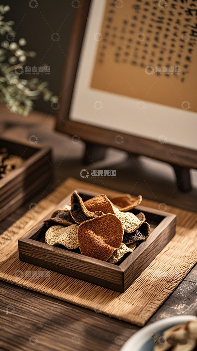 高清大图下载【趣麦麦图】木质托盘陈皮展示古风摄影