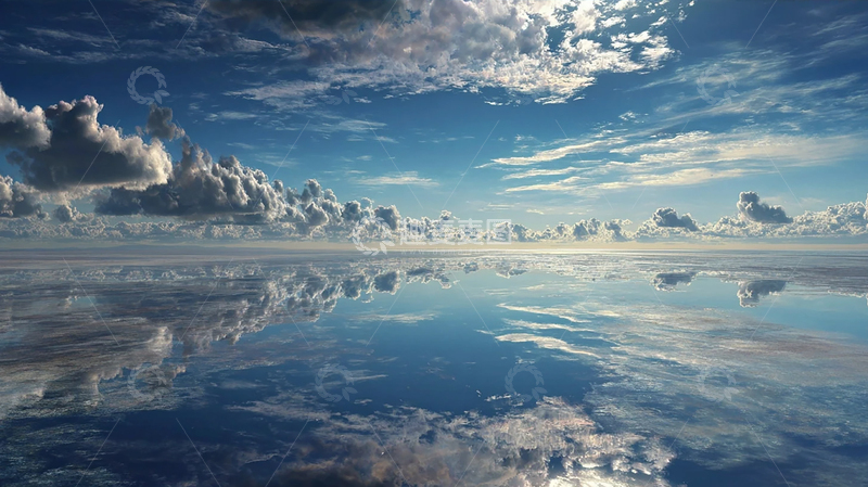 高清大图下载【趣麦麦图】蓝天白云倒映湖面