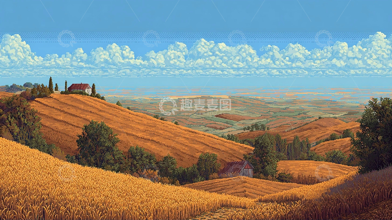 高清大图下载【趣麦麦图】金色麦田秋日风光