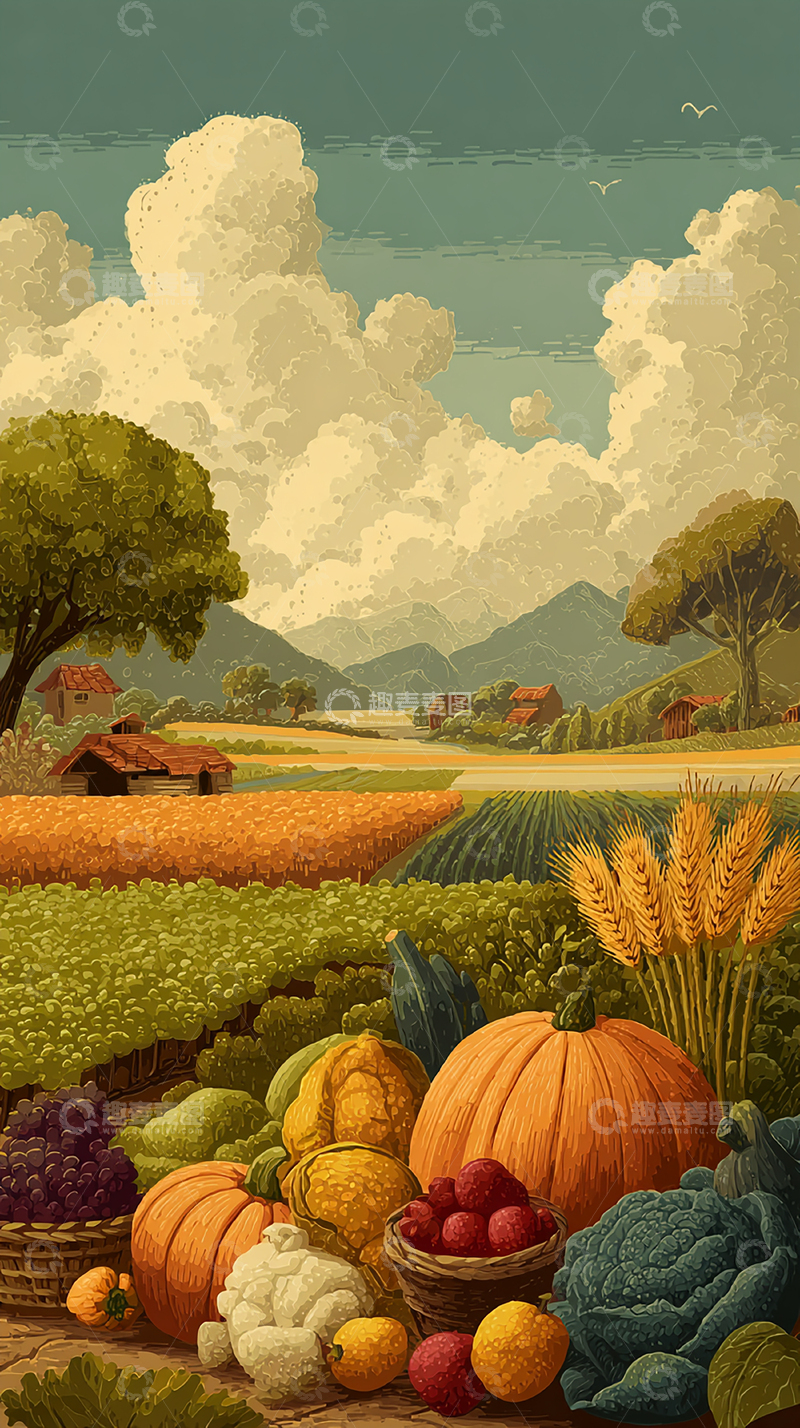 高清大图下载【趣麦麦图】丰收的秋日田园风光