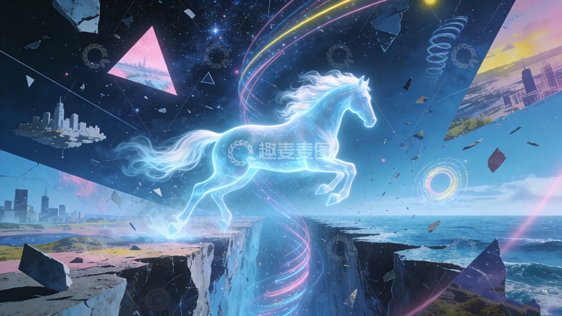 高清大图下载【趣麦麦图】幻马踏岸，驰向星海