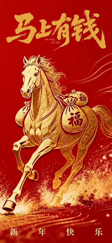 红色喜庆马年祝福海报