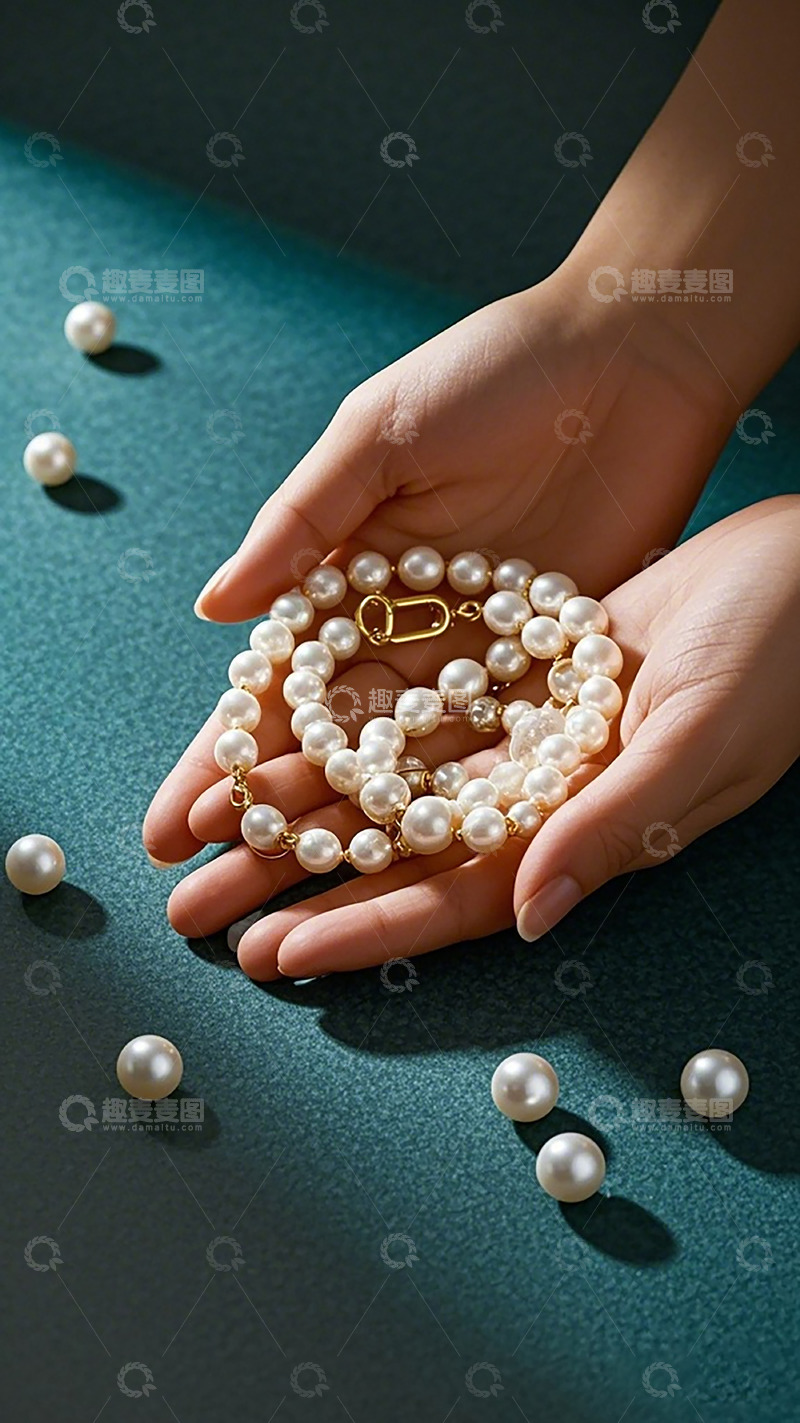 高清大图下载【趣麦麦图】珍珠手链珍藏展示