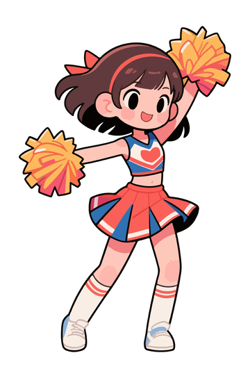 卡通啦啦队员形象插画