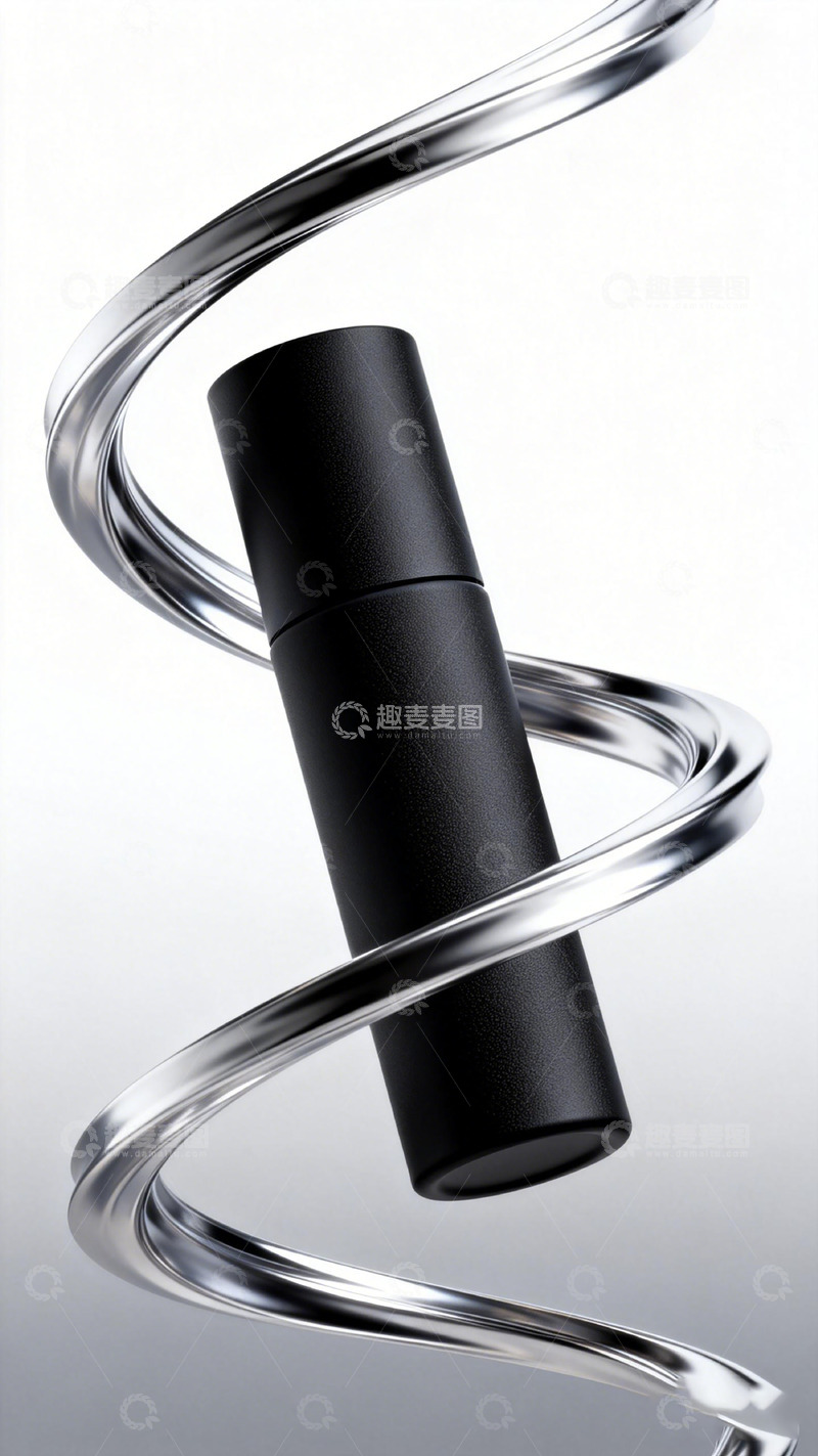 高清大图下载【趣麦麦图】现代风格黑色圆柱与金属螺旋设计