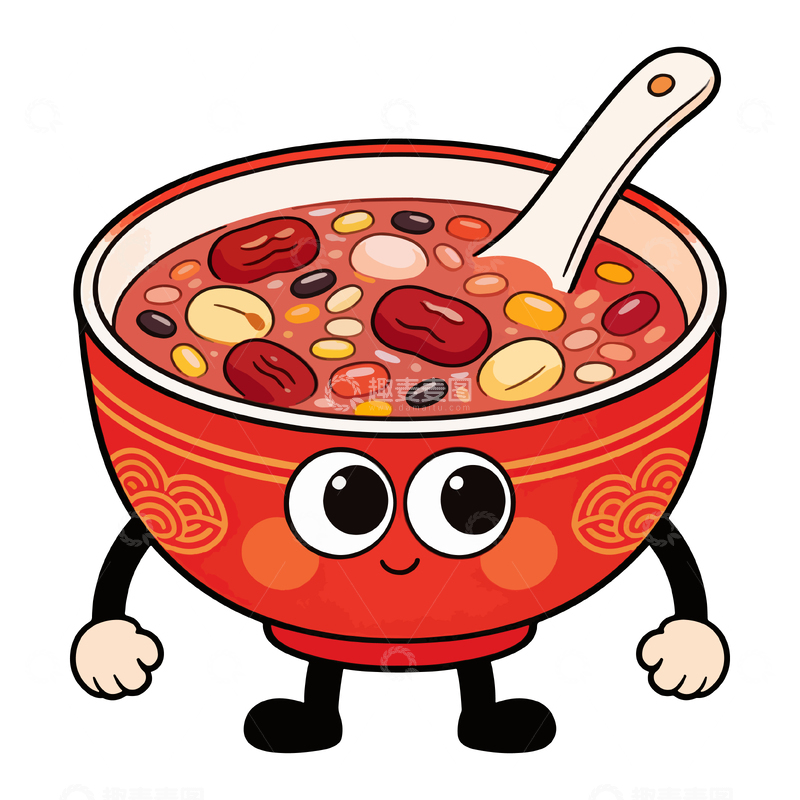 源文件下载【趣麦麦图】卡通红豆粥可爱插画