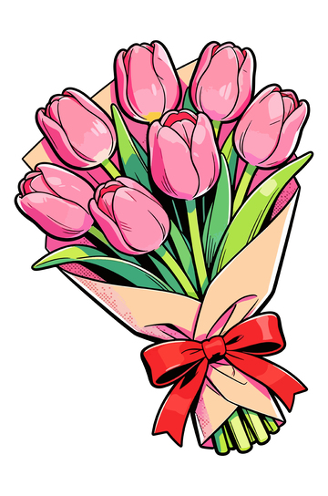 卡通郁金香花束插图