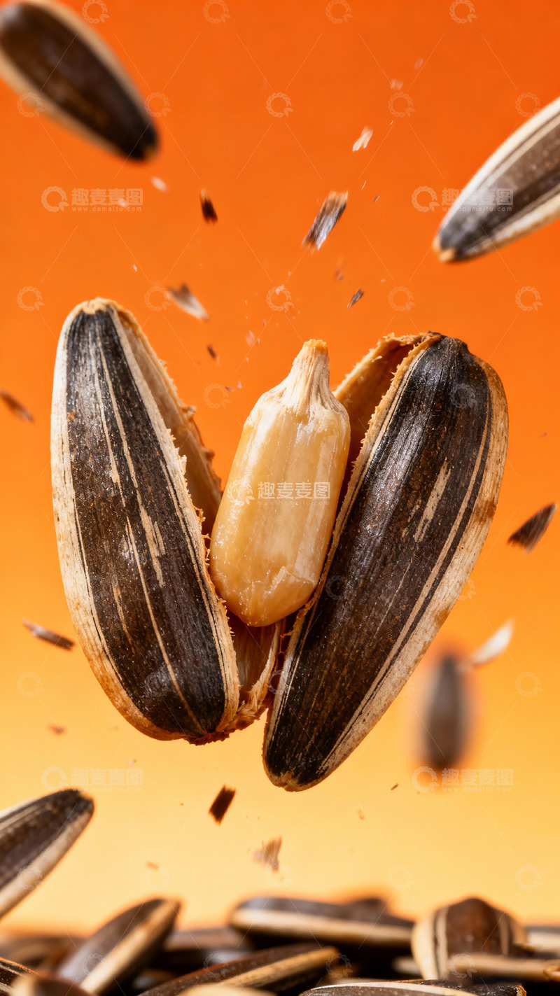 高清大图下载【趣麦麦图】悬浮葵花籽特写摄影图片