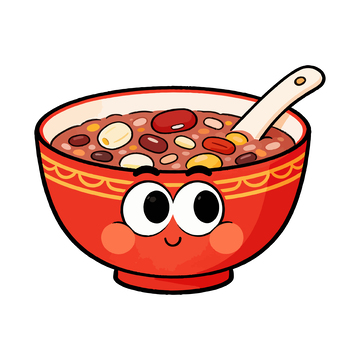卡通风格红豆粥插画设计素材