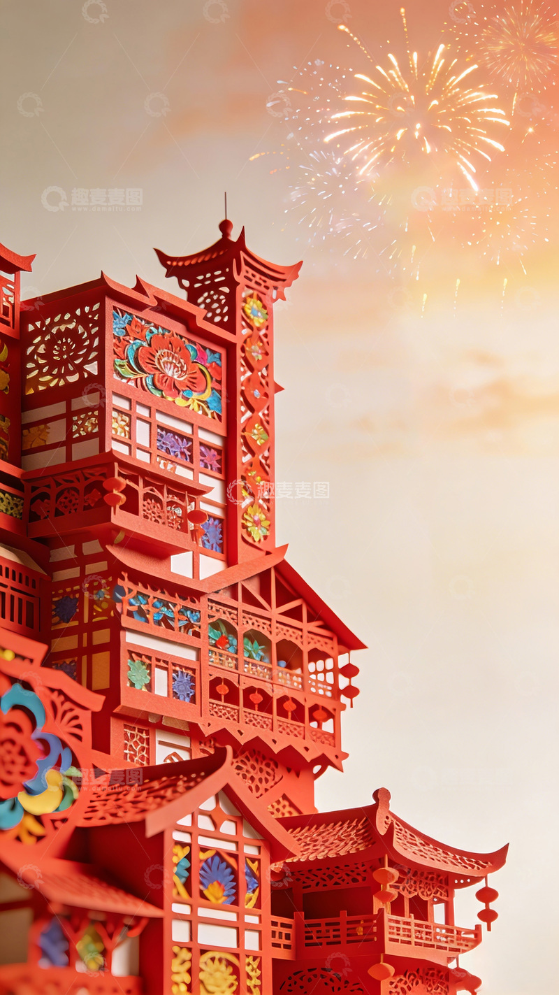高清大图下载【趣麦麦图】东方建筑烟花秀