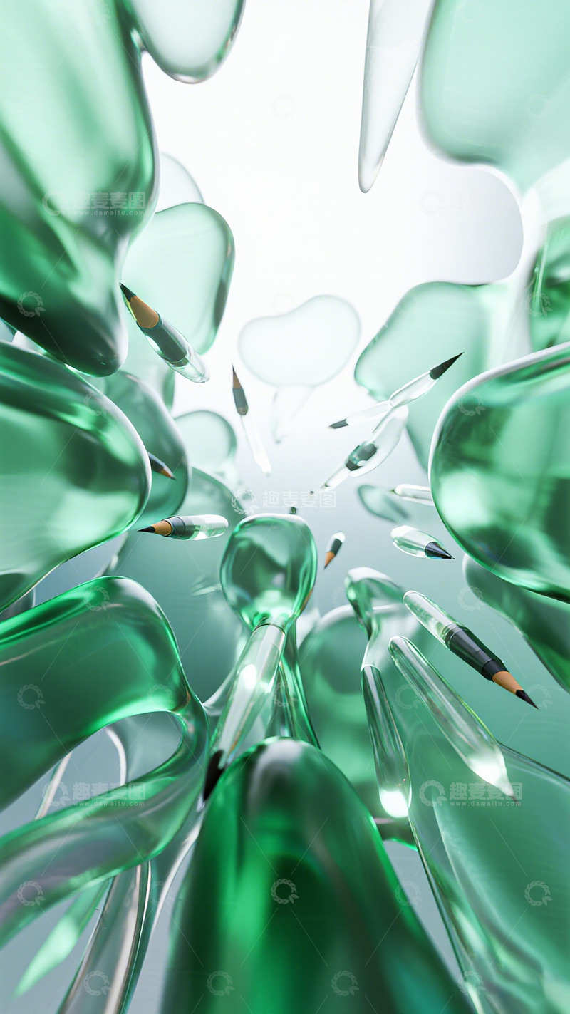 高清大图下载【趣麦麦图】玻璃铅笔抽象艺术摄影