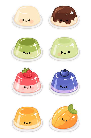 卡通可爱甜点贴纸插画
