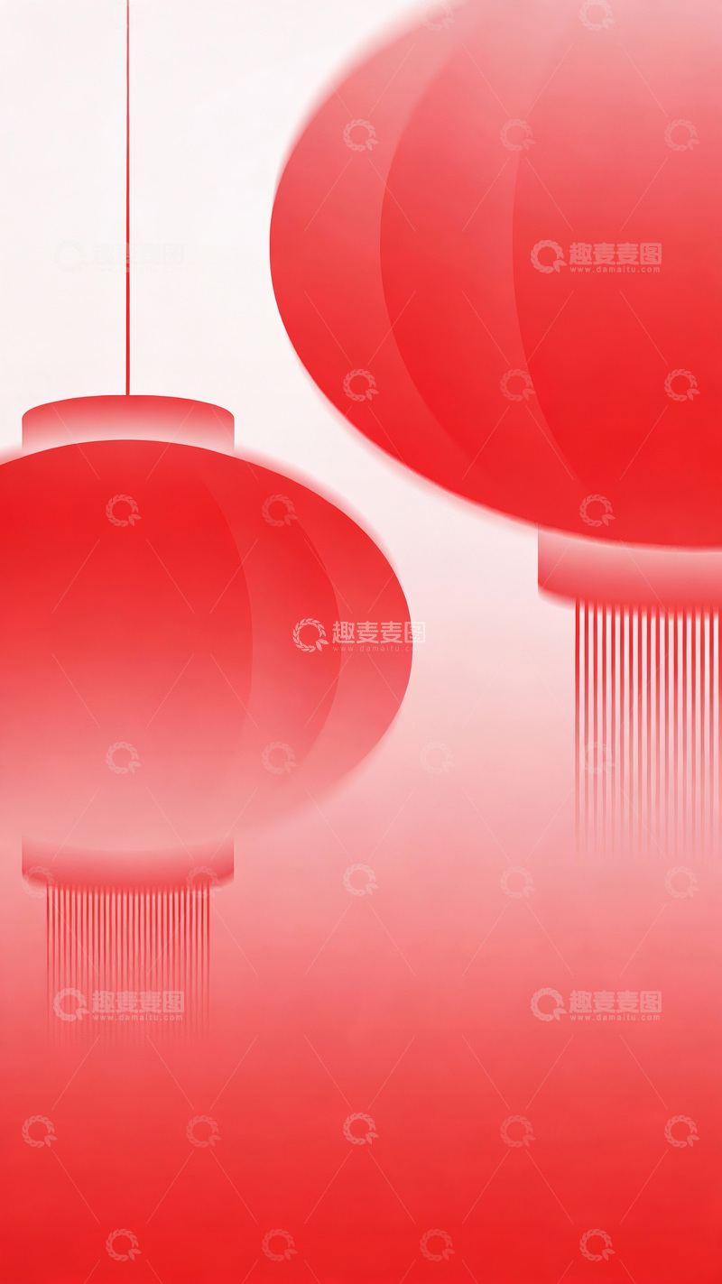高清大图下载【趣麦麦图】红色灯笼抽象艺术图片