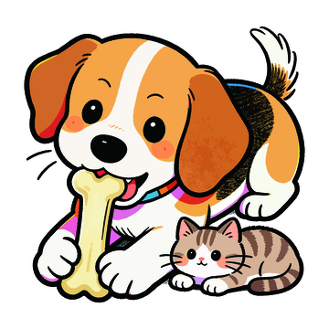 卡通狗狗与猫咪插画